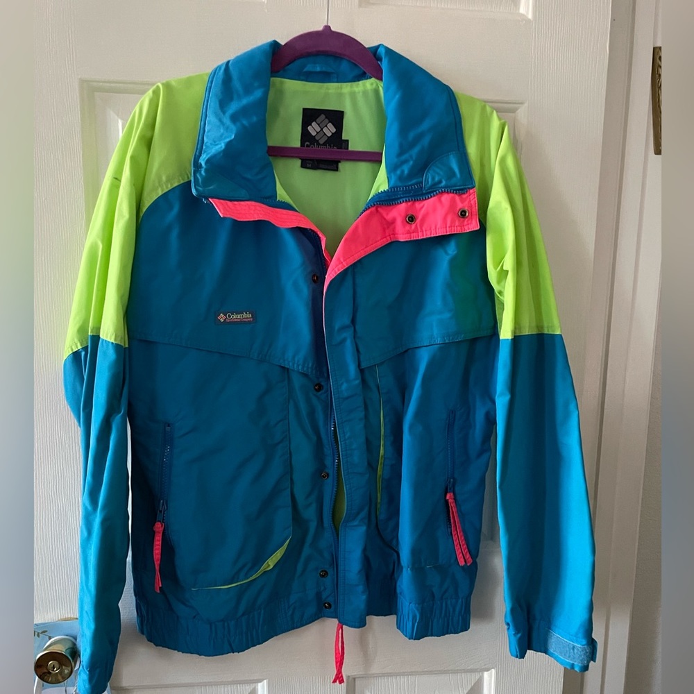 Great fun blue neon pink and green ski jacket